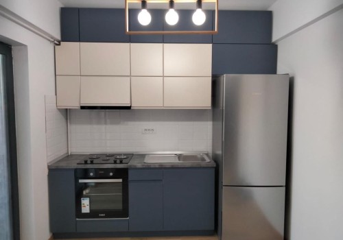 Bucatarie Alb si Albastru Moderna Minimalista la Comanda